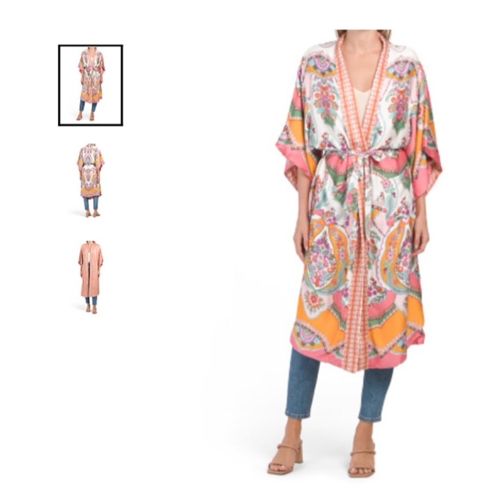 RACHEL ZOE Multicolor Long Sleeve Reversible Robe